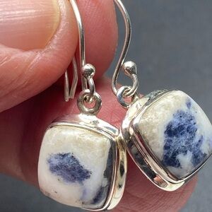 🆕 SODALITE🤍💙🤍EARRINGS IN SOLID STERLING SILVER 925